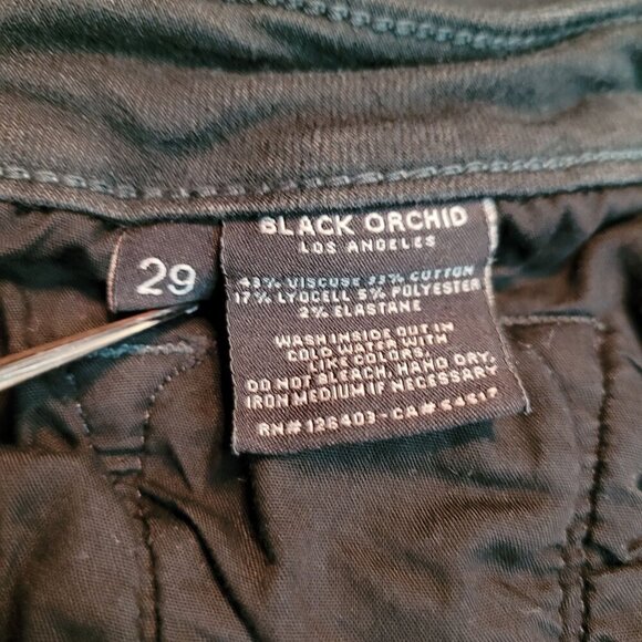 Black Orchard Jeans Womens 28 Jude Mid Rise Skinny Dark Green Comfort Stretch - Picture 6 of 11